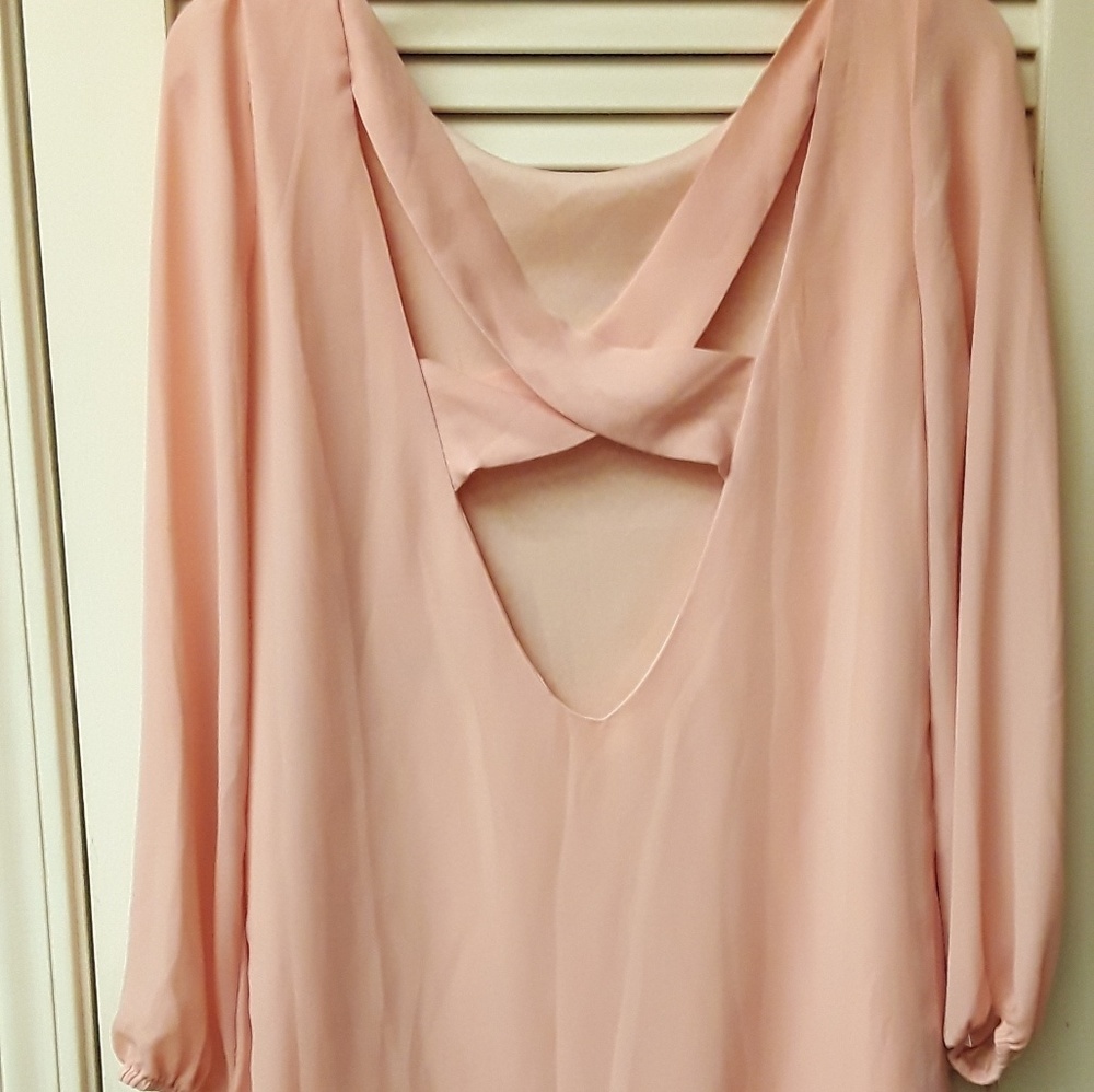Tobi Blush Pink Blouse Cross Back Boho M L